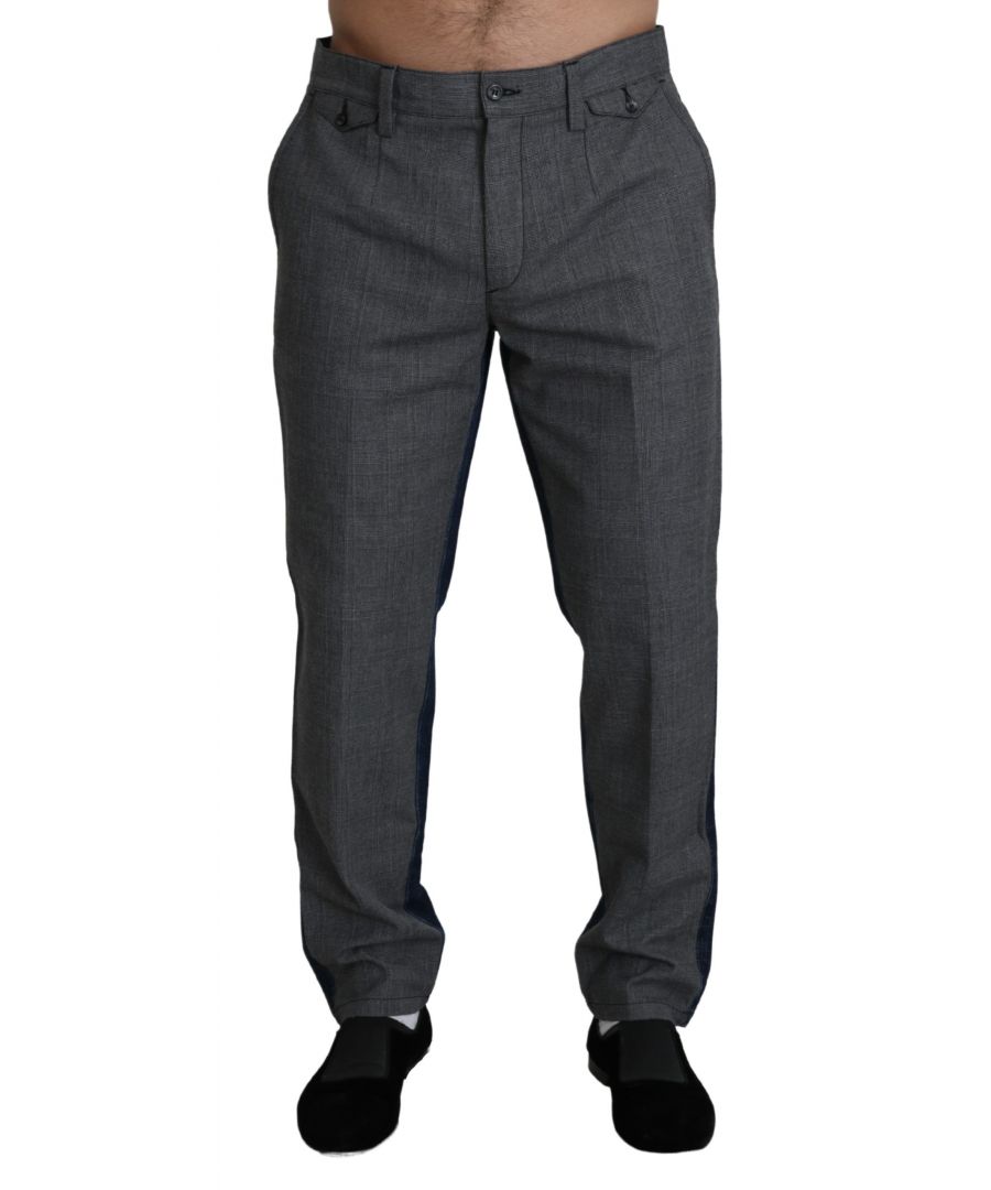DOLCE & GABBANAGorgeous brand new with tags, 100% Authentic Dolce & Gabbana Mens Pants. Style: TrousersColor: Gray front and blue backFitting: Regular fit Zip closure Logo detailsMade in ItalyVery exclusive and high craftsmanshipMaterial: 100% Cotton style:straight fit:slim 100% Cotton occasion:causal wash:dark-wash