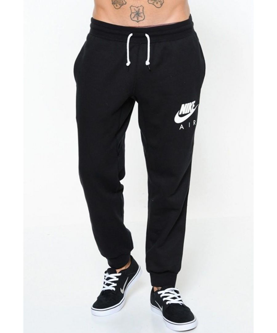 Nike Air Mens Fleece Joggers in Black Cotton - Size Large