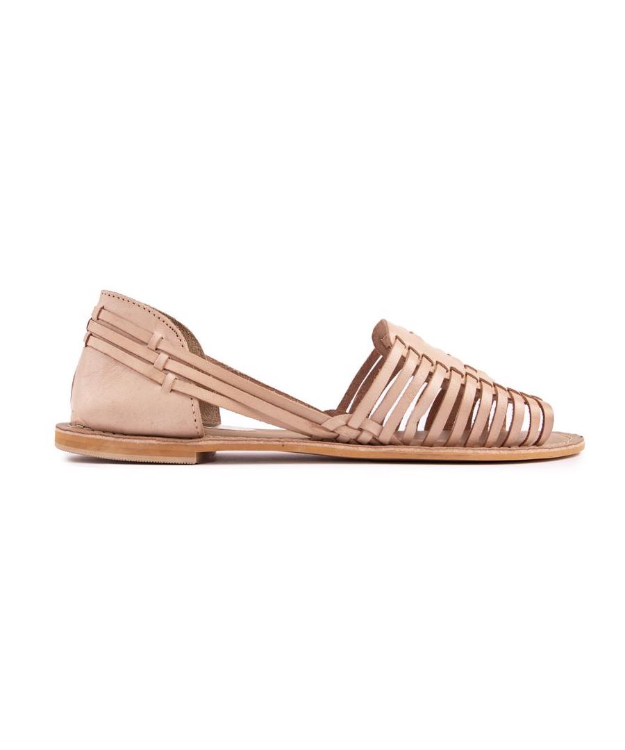 Womens natural Solesister tara flat sandals, manufactured with leather and a eva sole. Featuring: woven real leather upper and flexi outsole.