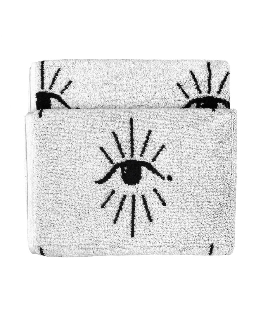 Add instant personality into your bathroom with this bold repetitive design featuring mystical watching eyes. Made out of 100% Turkish cotton, this hand towel is wonderfully soft and also quick drying, making it the perfect addition to your home. This product is certified by OEKO-TEX® showing it has been sustainably made.