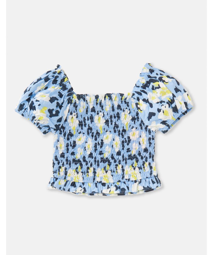 Image for Eliza Shirred Woven Print Top