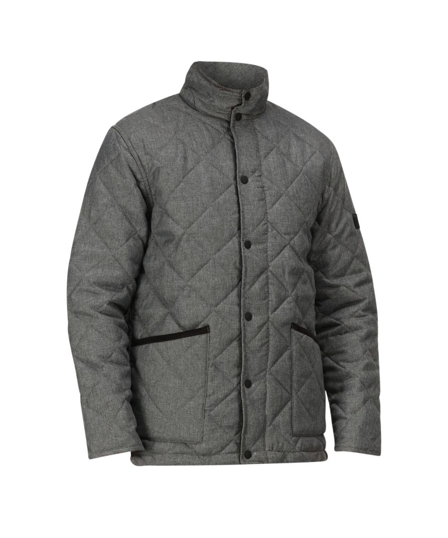 Material: 100% Polyester. Fabric: Micro Poplin, Wool Effect. Design: Plain. Trim: Corduroy. Back Ventilation, Diamond Stitch, Insulated, Padded. Fabric Technology: Durable, Thermo-Guard, Water Repellent. Sleeve-Type: Long-Sleeved. Neckline: Standing Collar. Pockets: 2 Handwarmer Pockets. Fastening: Stud.