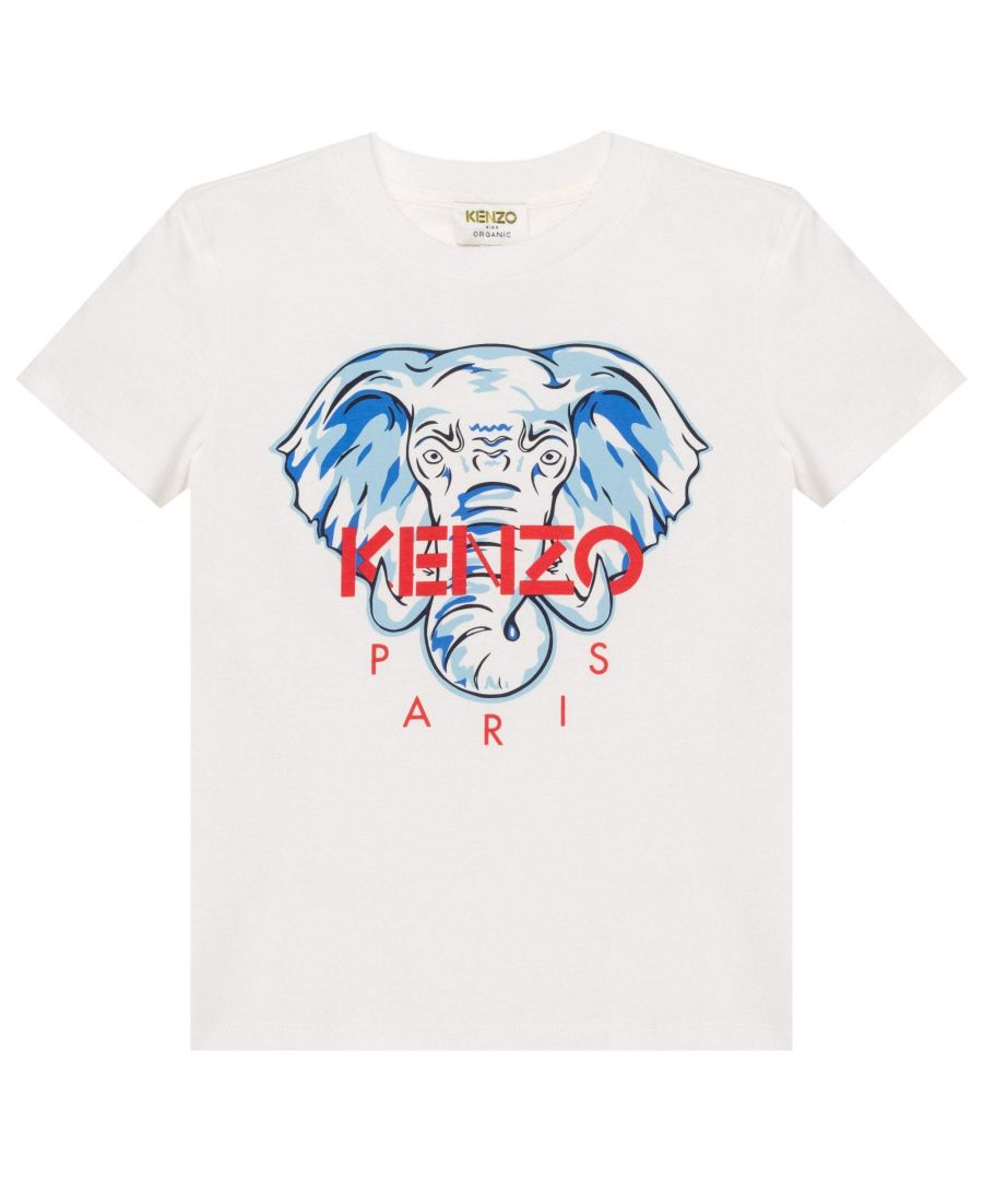 Image for Kenzo Boys Elephant Logo Print T-shirt White
