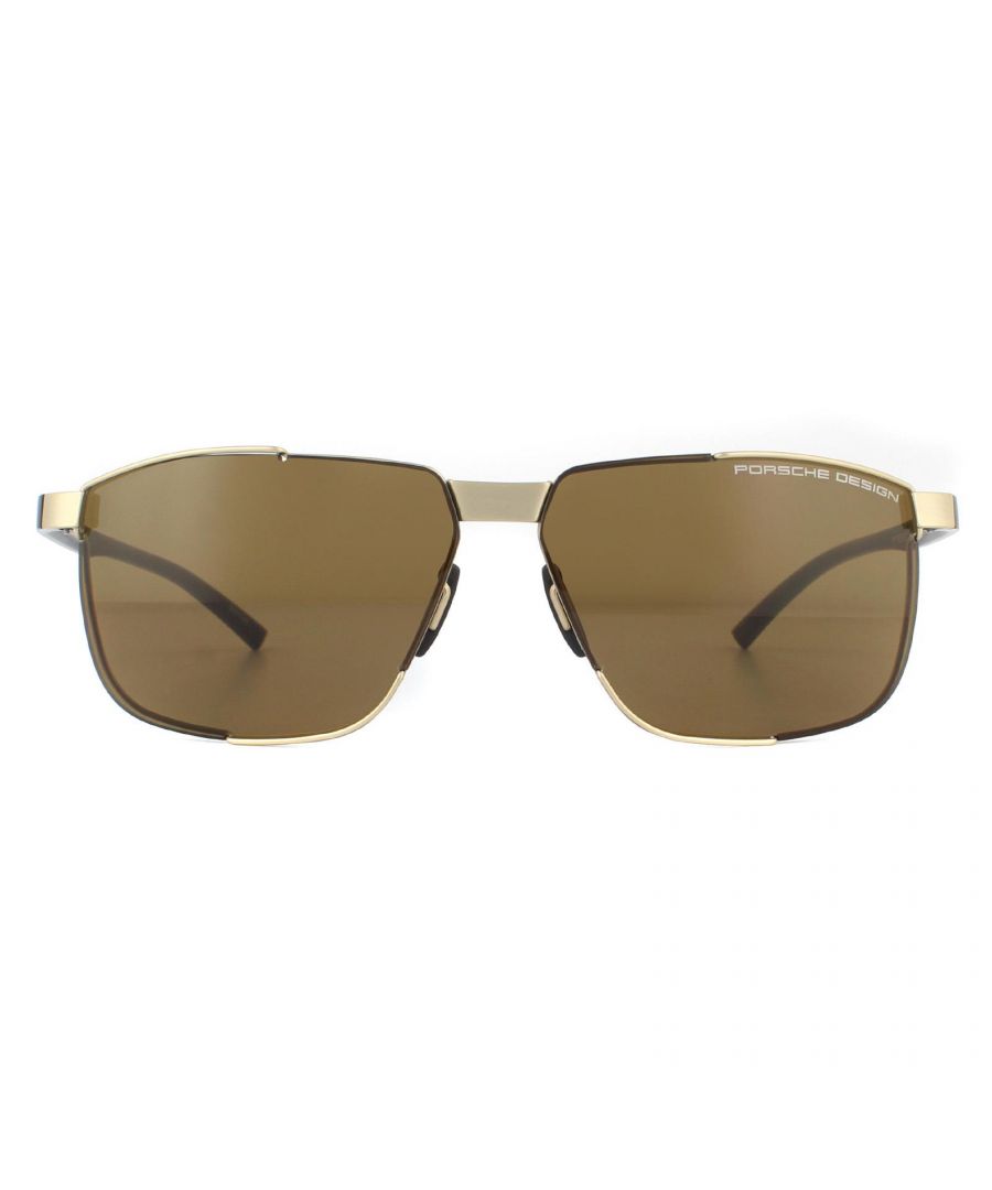 porsche design rimless mens gold brown sunglasses metal (archived) - one size