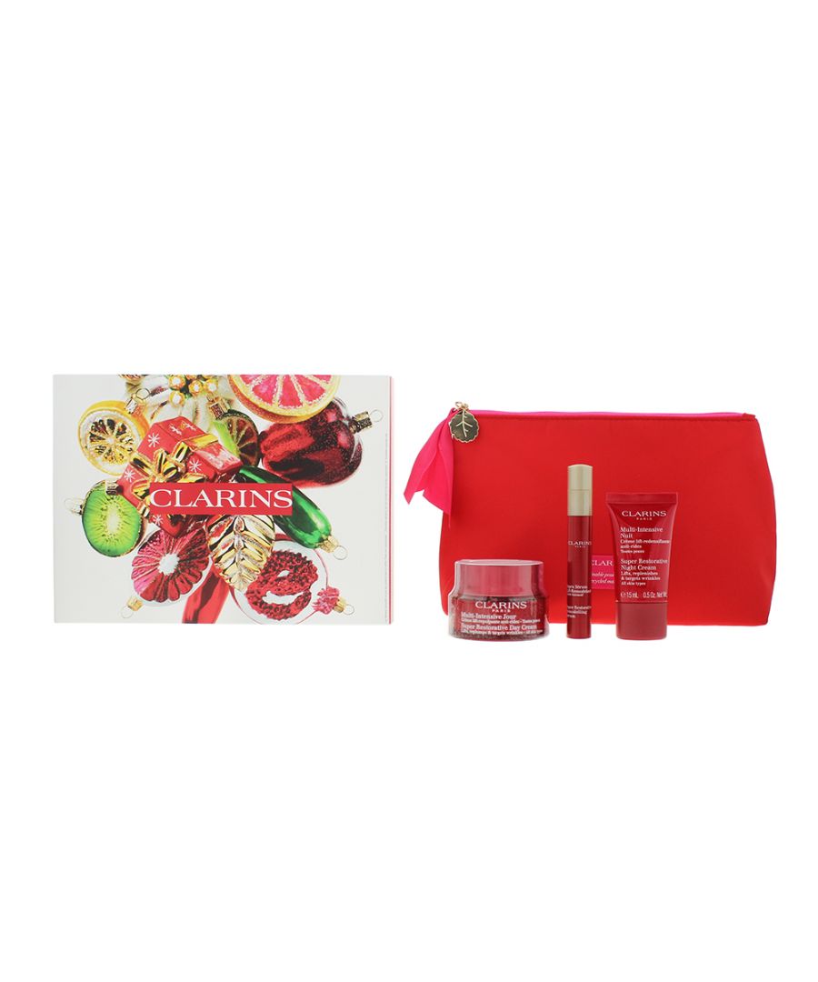 Clarins Womens Super Restorative Gift Set - Day Cream, Serum + Night - One Size