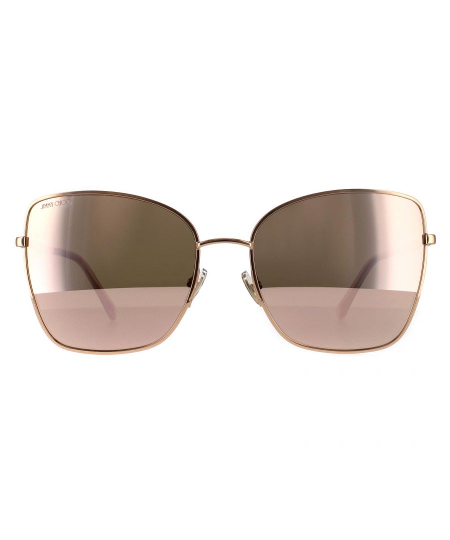 Jimmy Choo Square Womens Gold Copper Multilayer Gold  90041091 Jimmy Choo are a square style with a metal frame front and slim temples engraved with the Jimmy Choo logo.