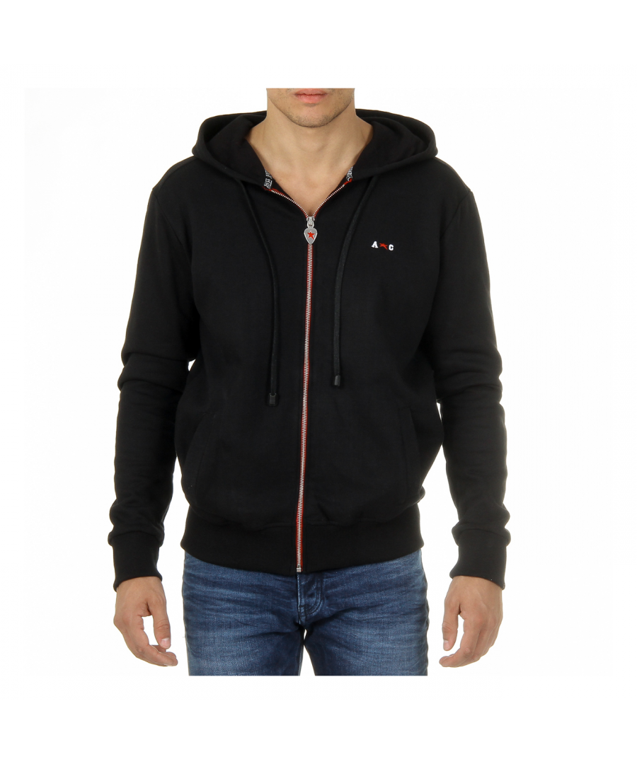 Image for Andrew Charles Mens Hoodie with Zip Long Sleeves Round Neck Black FELA