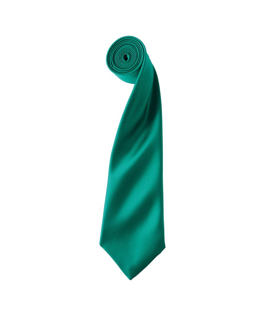 Premier Mens Plain Satin Tie (Narrow Blade) (Emerald) - One Size