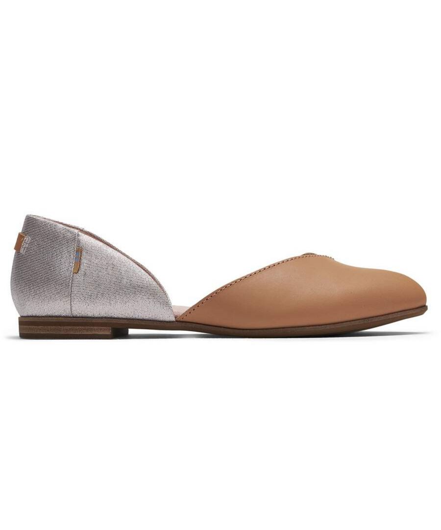 A classic D'Orsay flat that lends a little extra cushion and a lot of extra charm to your day-to-day outfits. \n\nLeather and textile mixed upper \nCustom TOMS German outsole \nCustom TOMS cushion insole \nLeather welt and stacked leather wrapped mini heel