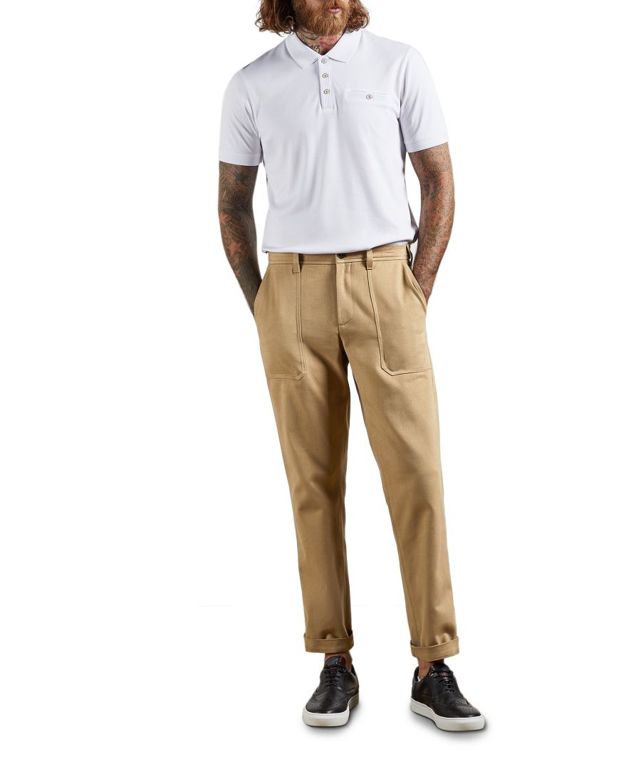ted baker mens soldier utility trouser, camel cotton - size 32w/34l