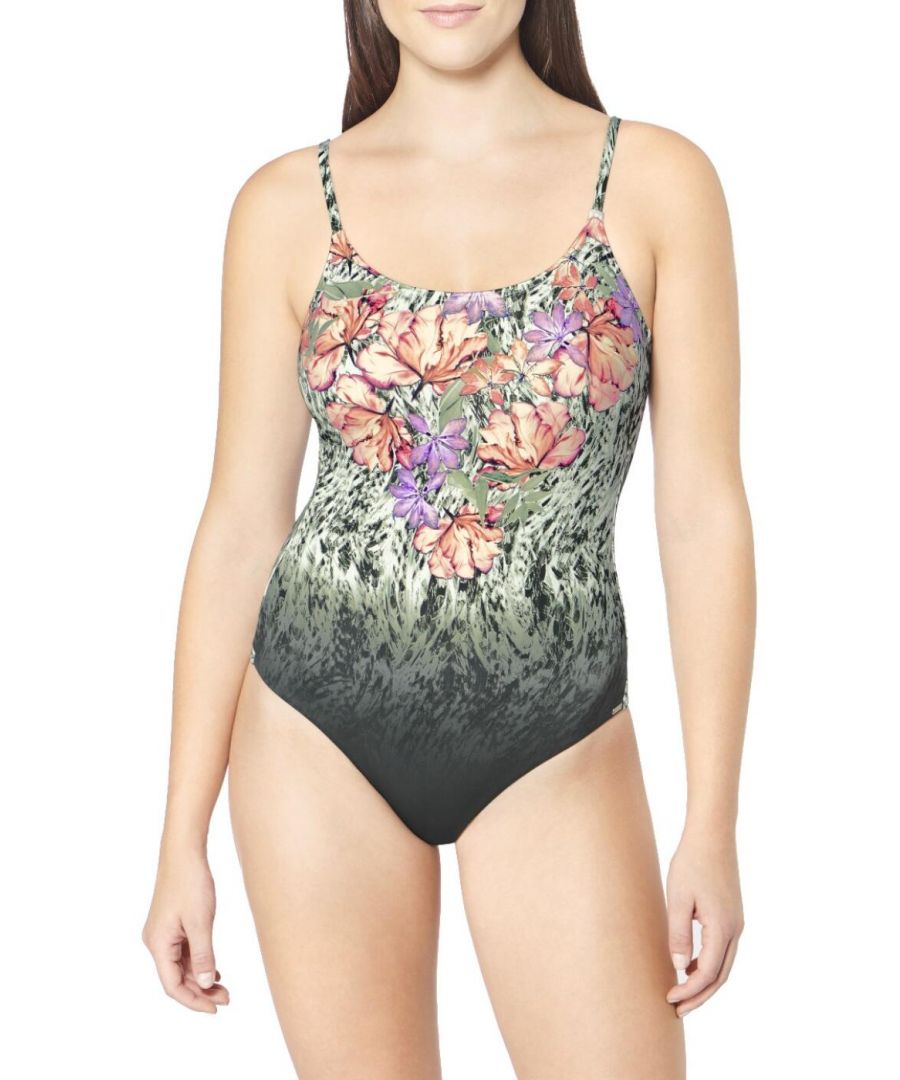 Triumph Womens 10195586 Floral Cascades Padded Swimsuit - Green - Size 40DD