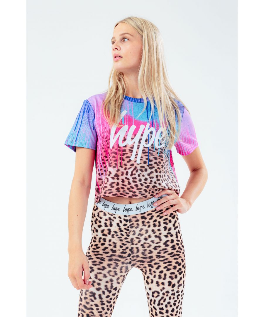 Image for Hype Drips Leopard Kids Crop T-Shirt