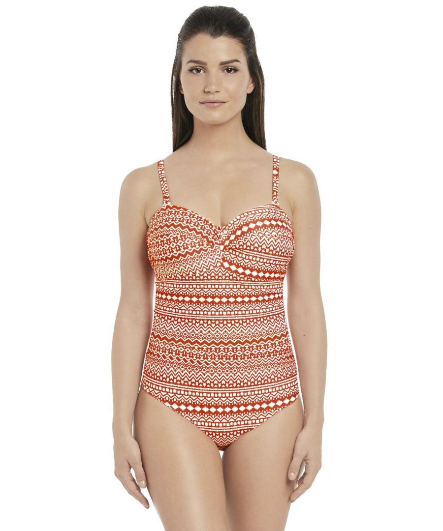 Fantasie Womens 6425 Sidari Underwired Twist Bandeau Swimsuit - Orange - Size 34D