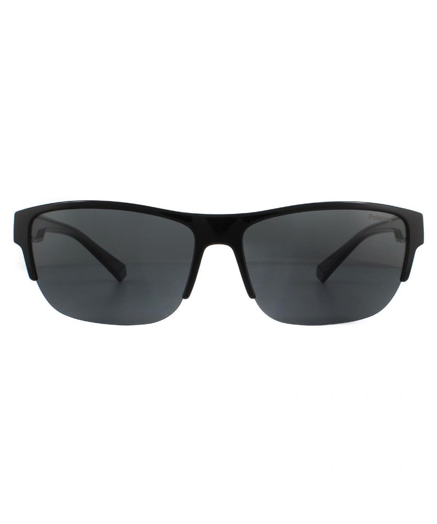 Polaroid Suncovers zonnebrillen PLD 9015/s 807 M9 Zwart grijs gepolariseerd zijn een slanke semi -randloze stijl met een plastic frame. Dikke tempels voegen extra comfort toe en hebben de kenmerkende polaroid branding voor merkauthenticiteit