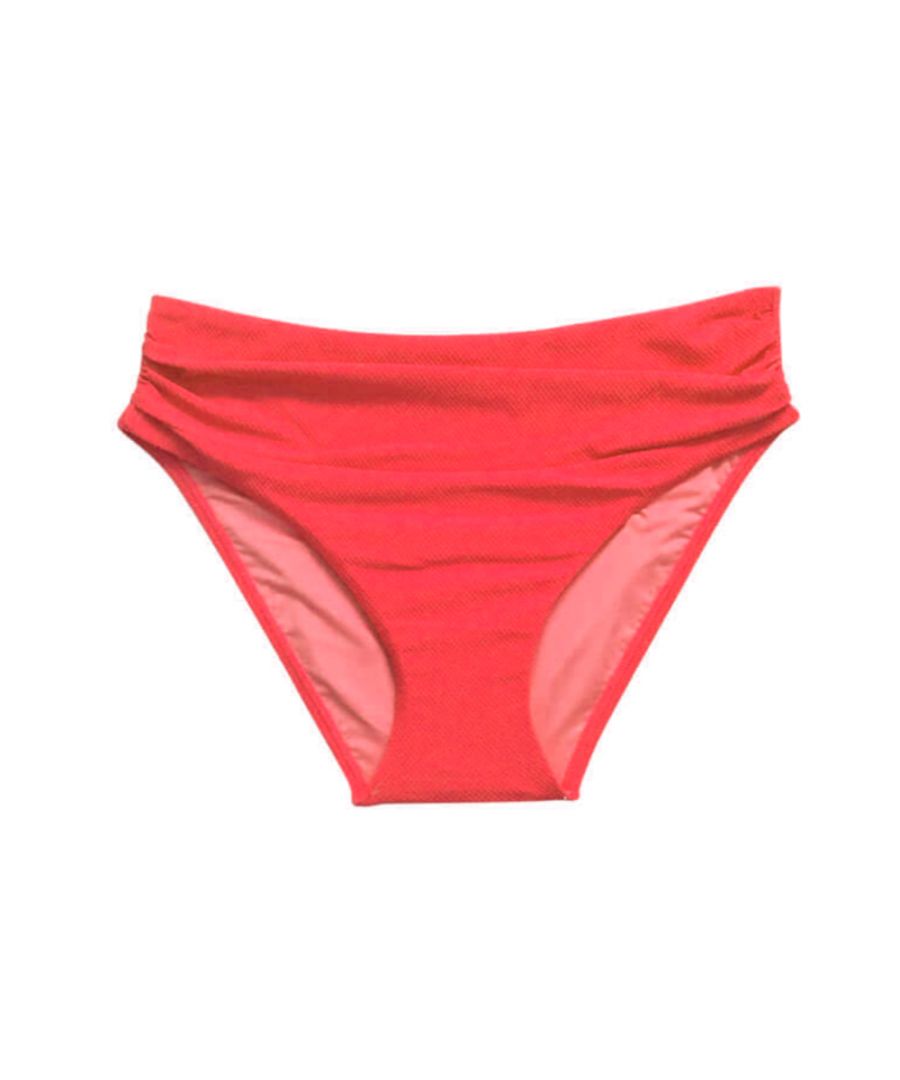 Moontide Womens Contours Ruched Bikini Brief - Red Polyamide - Size Small