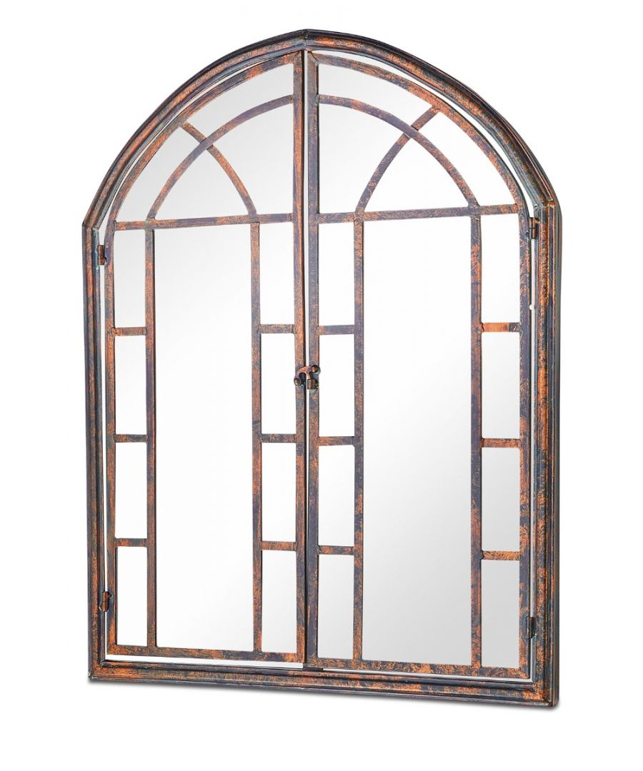 Image for Kirkby Metal Arch shaped Decorative Window opening Garden Mirror 78cm X 61cm