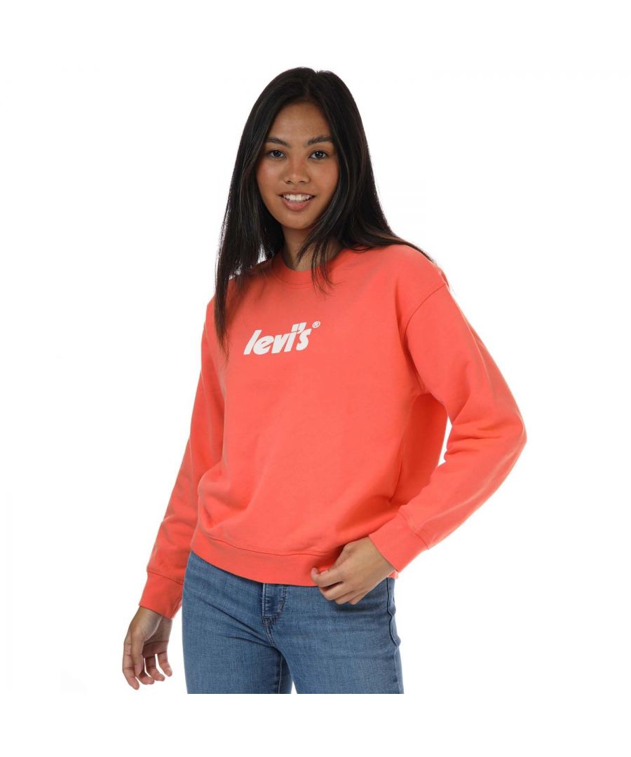 Levi's sweatshirt met standaard print en ronde hals voor dames, oranje