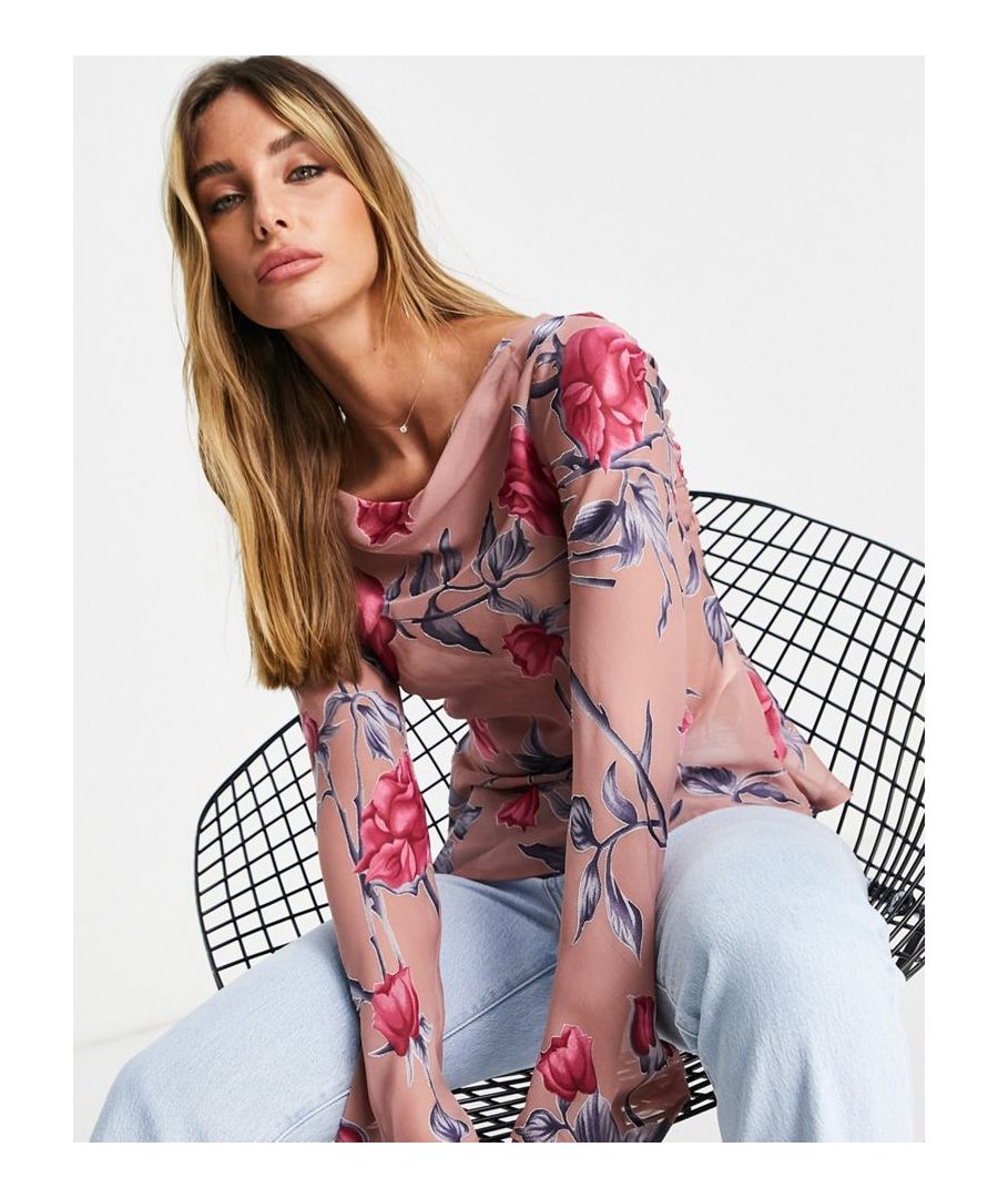 Top by ASOS DESIGN Next stop: checkout Floral design Cowl neck Cut-out panel Tie fastenings Regular fit  Sold By: Asos
