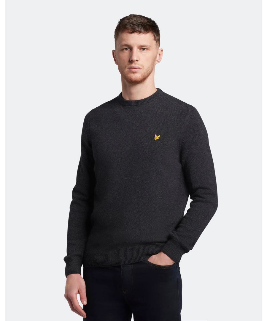 Lyle & Scott Mens Crew Neck Lambswool Jumper in Grey - Size Medium