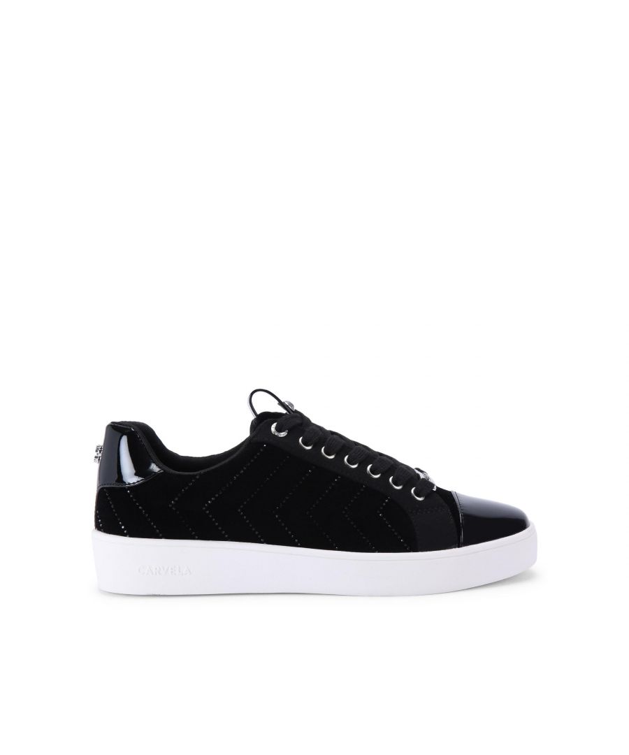 Carvela Womens Velvet Joyful Quilt Sneakers - Black - Size UK 8