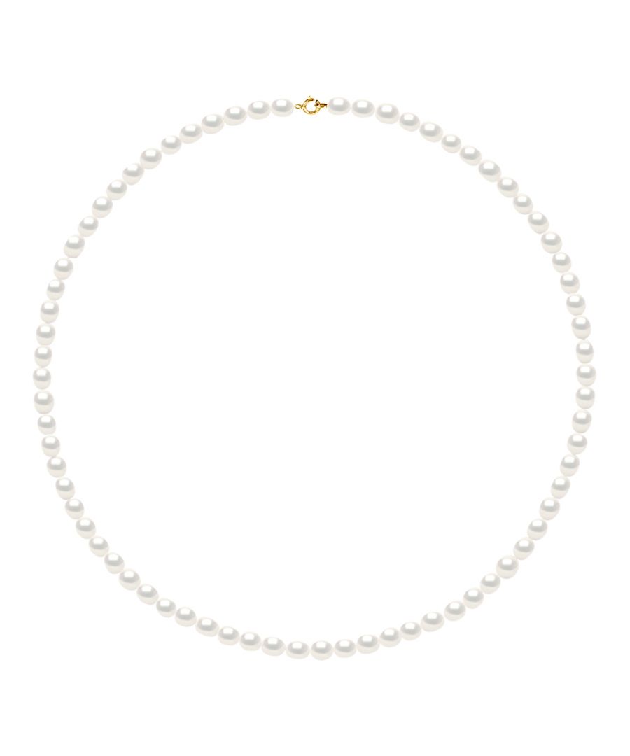 Necklace made with Cultured Freshwater Pearls rice grain and Blanc 4-5 mm - Natural White Color spring-loaded clasp Gold 750 Length 42 cm , 16,5 in- - Our jewellery is made in France and will be delivered in a gift box accompanied by a Certificate of Authenticity and International Warranty