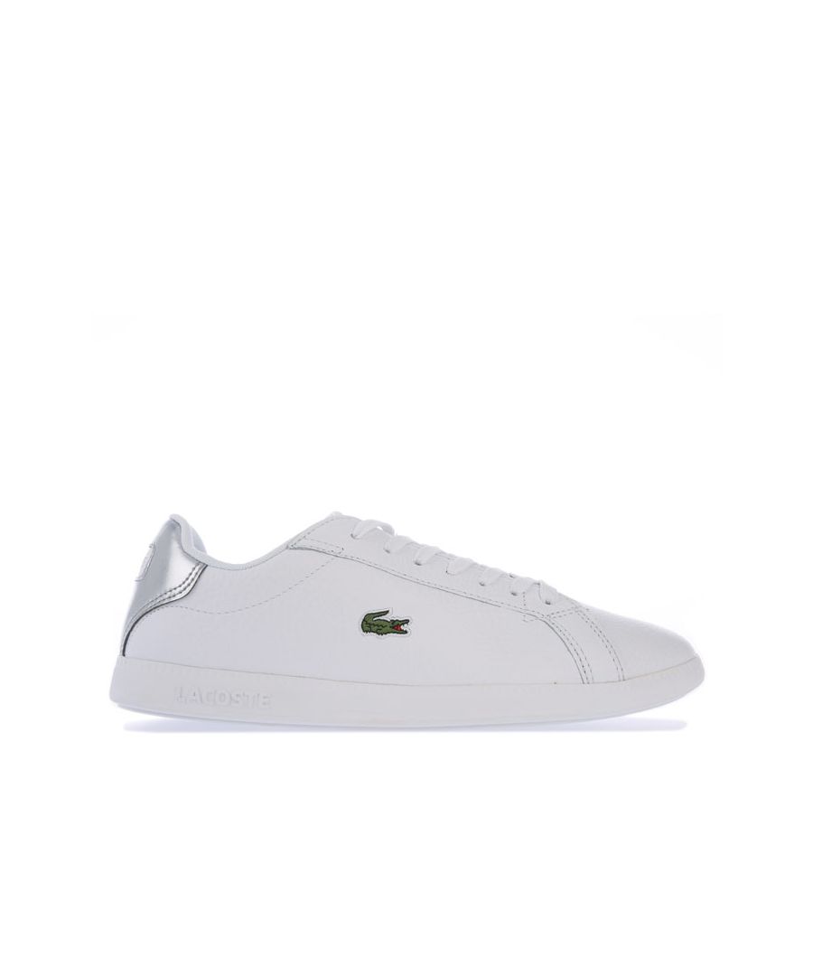 Image for Women's Lacoste Graduate Leather Trainers in White silver