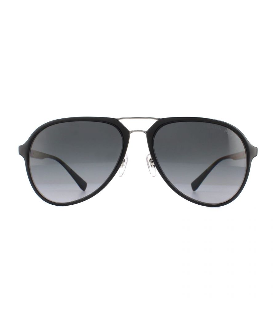 Prada Sport Aviator Mens Black Grey Gradient Polarized Sunglasses