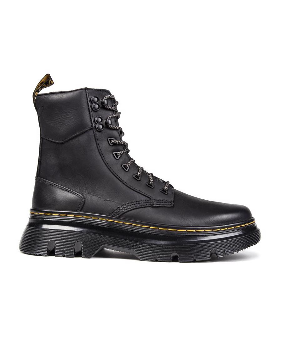 The Black Dr Martens Wyoming Is An Ankle Boot With A Premium Leather Upper And Genuine Leather Lining For Extra Comfort. This Boot Has The Legendary Yellow Stitch Detailing, The Dr. Martens Pull Tab And D-ring Top Eyelets, A Thick, Stacked Sole And Is Finished Off With The Iconic Air-cushioned Airwair Sole.