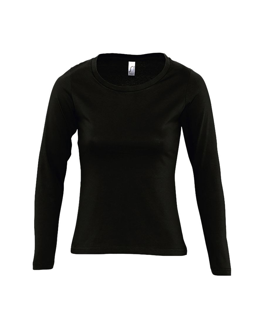 SOLS Womens/Ladies Majestic Long Sleeve T-Shirt (Deep Black) - Size X-Large