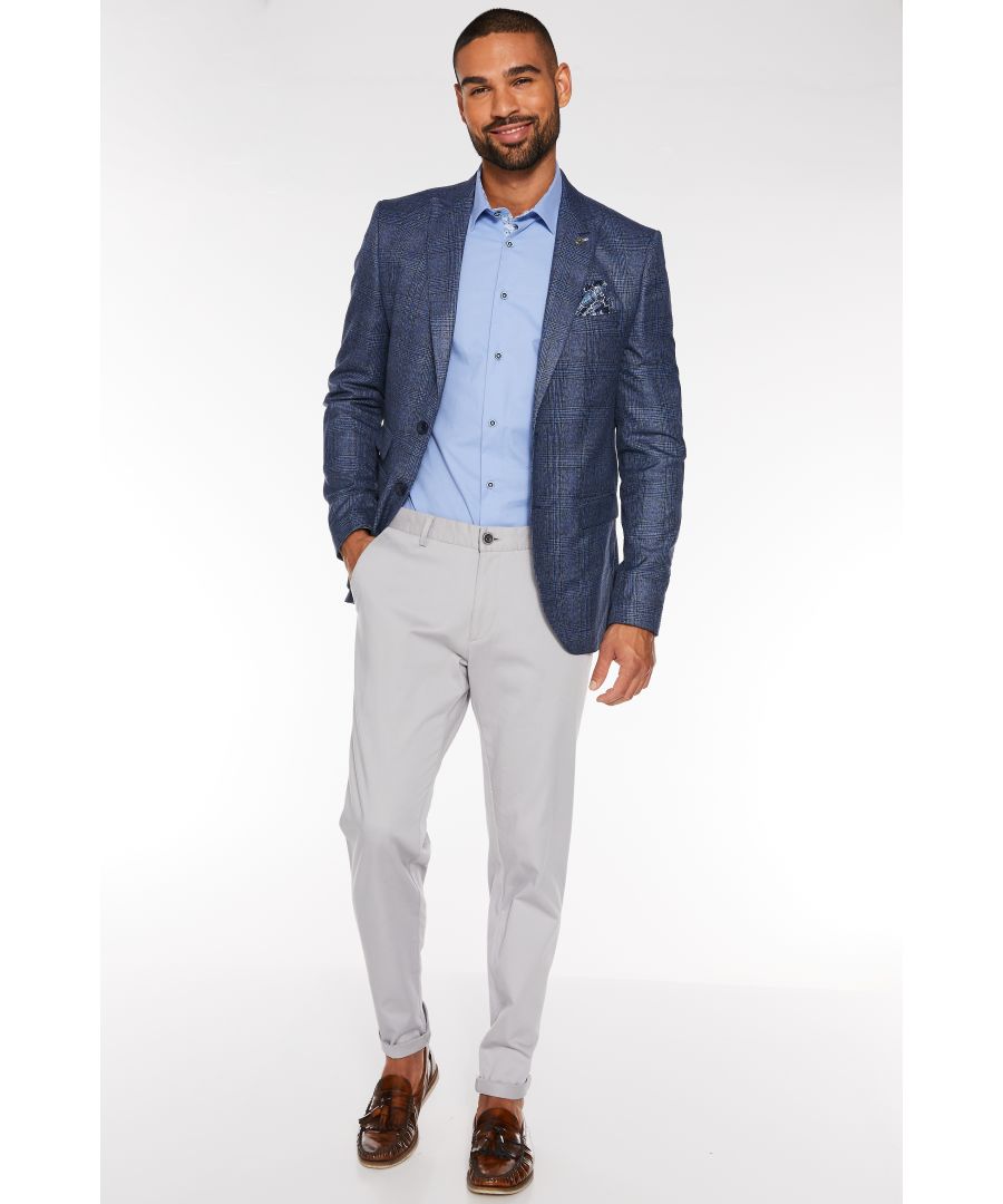 Image for Mid Blue Regular Fit Check Blazer