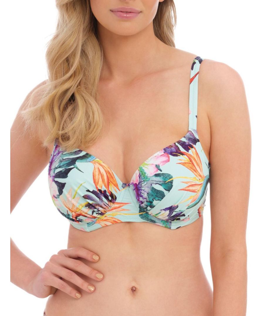 Fantasie Womens Paradiso Underwired Gathered Full Cup Bikini Top - Multicolour Polyamide - Size 36DD