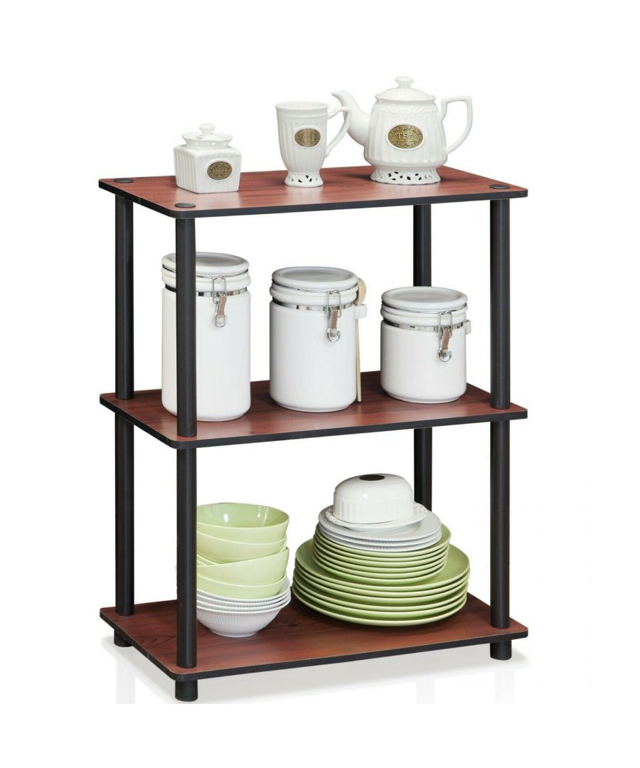 - Furinno Turn-N-Tube Series storage shelves comes in 2-3-4-5-Tiers and variety of width and depth.\n- This series is designed to meet the demand of fits in space, fits on budget and yet durable and efficient furniture.\n- It is proven to be the most popular RTA furniture due to its functionality, price, and the no hassle assembly.\n- There are no screws involved, thus it is totally safe to be a family project, just turn the tube to connect the panels to form a storage shelf.\n- There is no foul smell of chemicals and there are no screws involved, thus it is totally safe to be a family project.\nCare instructions: Wipe clean with clean damped cloth. Avoid using harsh chemicals. Pictures are for illustration purpose. All decor items are not included in this offer.