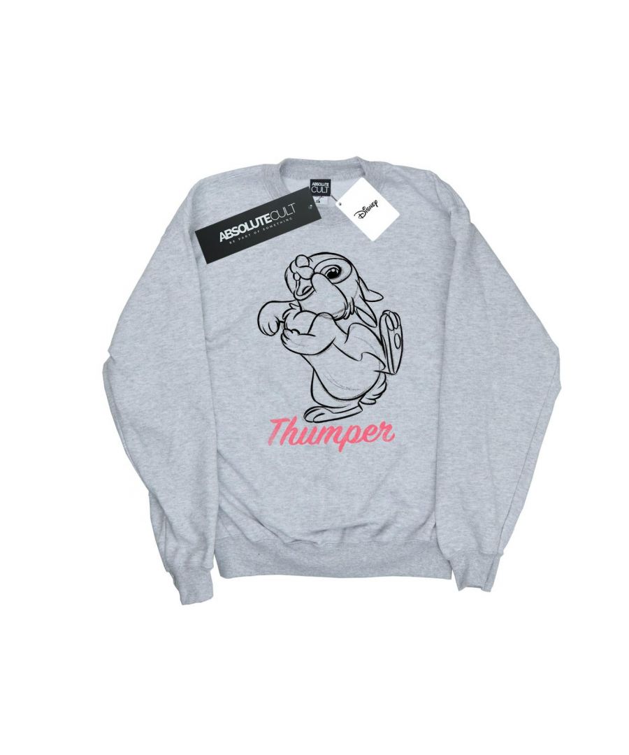 Disney Womens/Ladies Bambi Thumper Line Drawing Sweatshirt (Sports Grey) - Light Grey - Size X-Large
