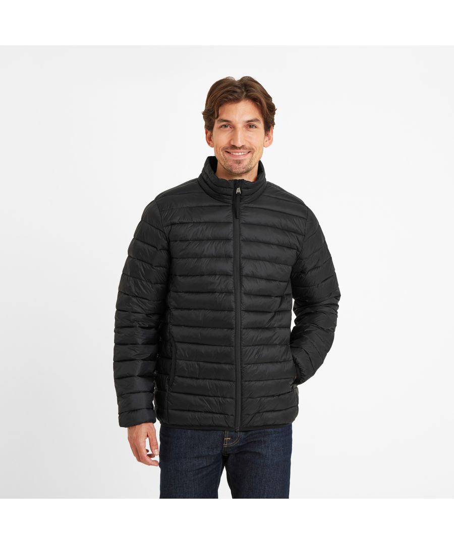 Ultra warm and windproof, yet lightweight and buttery soft to the touch, our Gibson quilted jacket will see you through the seasons. This puffa style jacket has a high performing insulating filling made entirely from recycled plastic bottles and there is comfortable elasticated binding at the cuffs and hem to stop draughts. The full length zip can be pulled right up to the top of the cosy neckline to keep the wind at bay and two lower pockets with elasticated binding keep your hands warm if you forget your gloves. Gibson was designed by the TOG24 team in West Yorkshire to be the perfect travel companion, as it squashes down small and will spring back into action when needed, and to accompany you on outdoor adventures. This everyday jacket comes in colours inspired by the rugged landscape and stormy seas and the finishing touch is our signature small, rubber TOG24 rose badge on the sleeve.