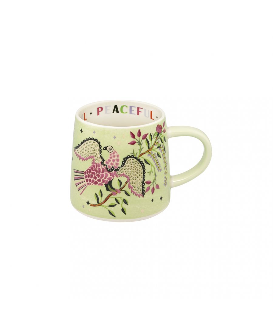 Our iconic Billie mug, updated with our mythical rabbits against a blue starry sky with a yellow handle, is part of our Spirited Animals collection. Each animal inspired by ancient fables is bestowed with a different attribute, such as the peaceful dove, the wild wolf, the courageous lion and the hopeful leopard.\nThis much-loved shape in strong and durable stoneware with - Keep Growing, inscribed on the inside rim, holds 380ml - perfect for sipping hot chocolates, cappuccinos, flat whites, teas, infusions, Irish coffees - or whatever takes your fancy.