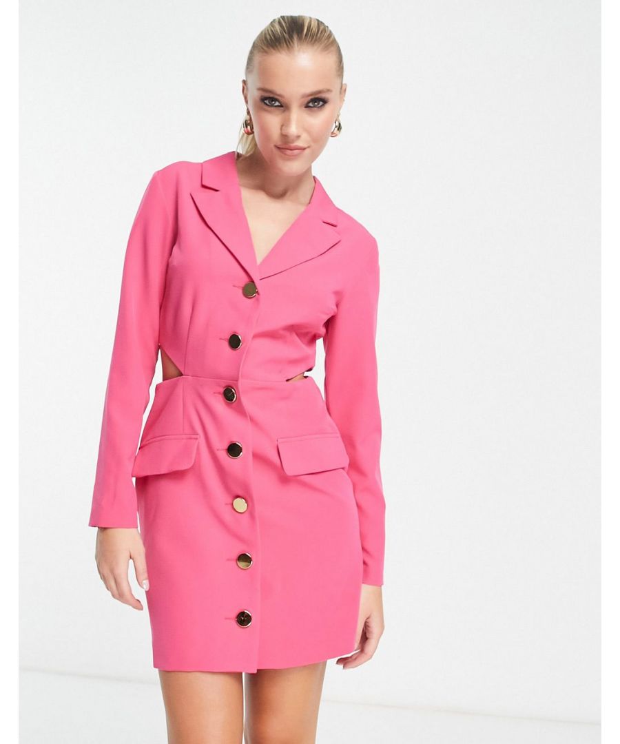 Dresses by Miss Selfridge Serving business chic Peak lapels Button placket Cut-out panels Regular fit Sold by Asos