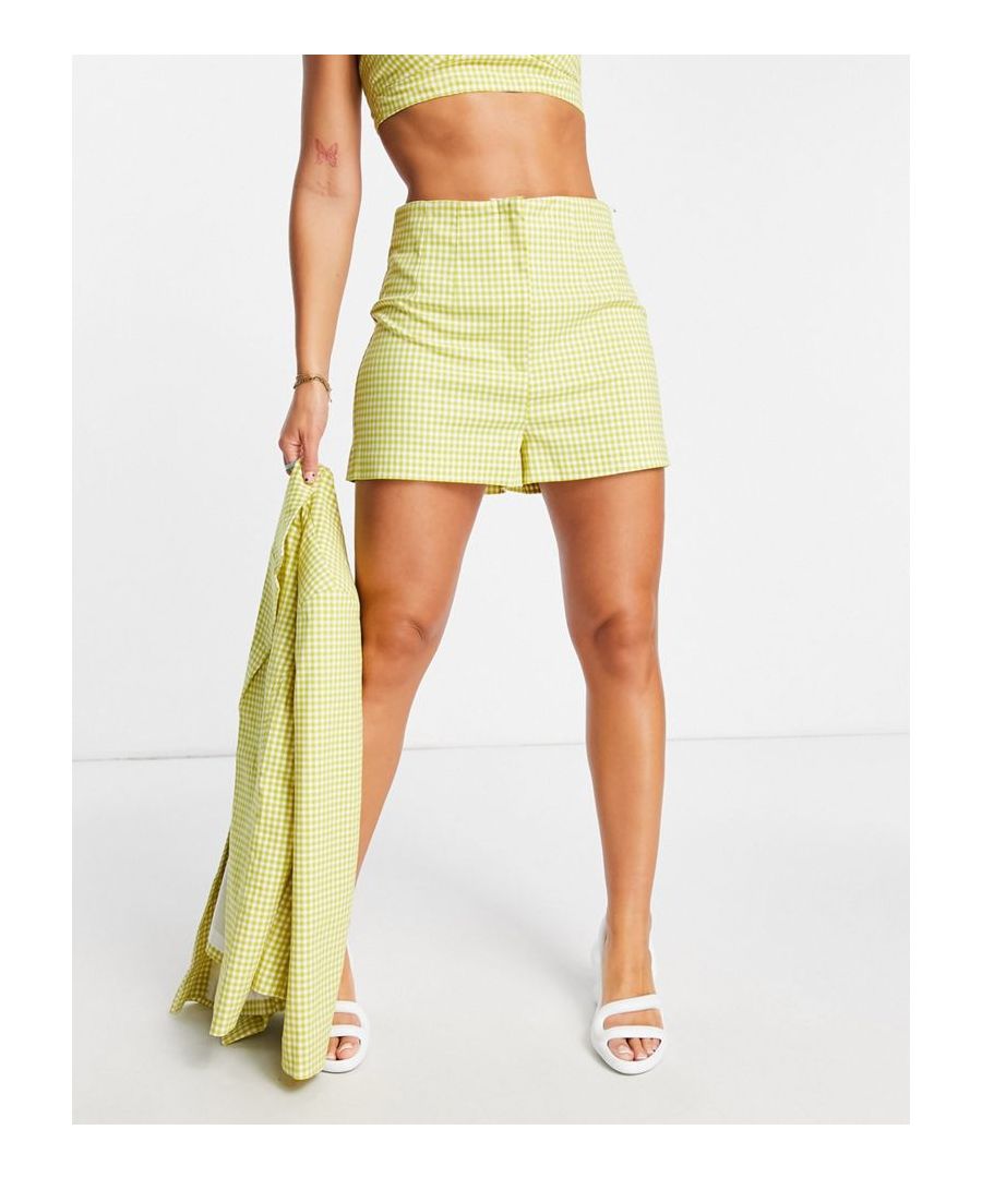 Shorts by Topshop Part of a co-ord set Top and blazer sold separately Gingham design High rise Slim fit Sold By: Asos