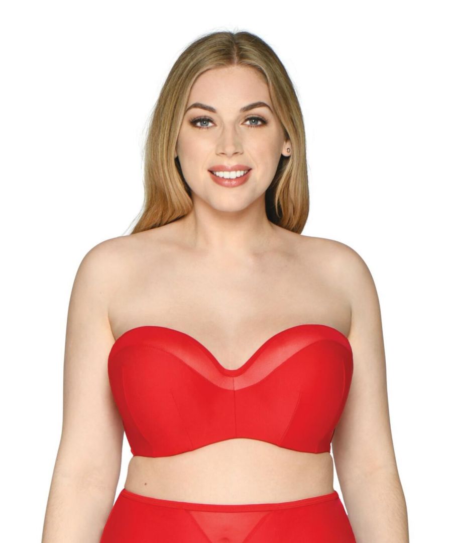 Curvy Kate Womens CS001307 Sheer Class Bandeau Bikini Top - Red - Size 34D