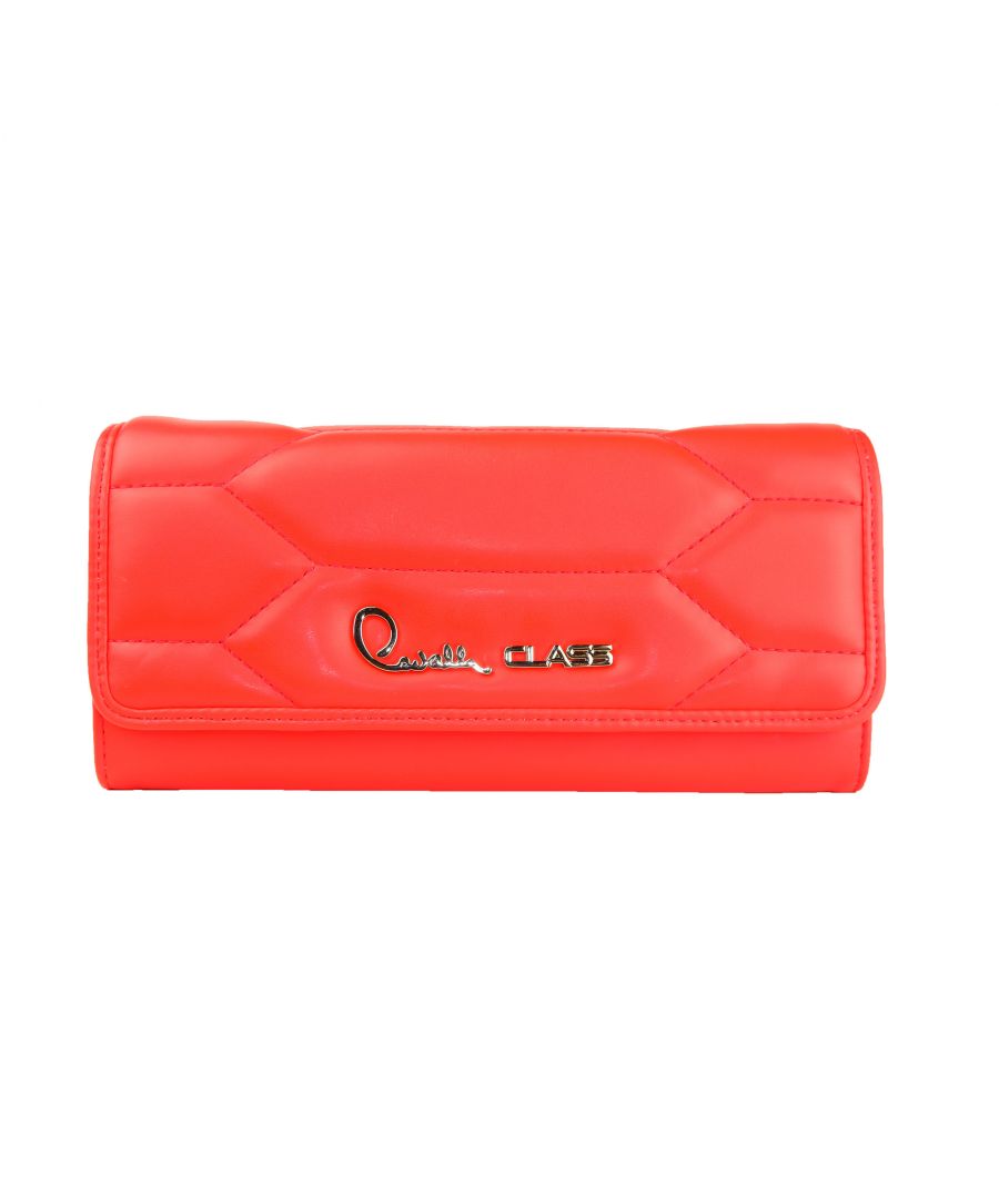 Cavalli Class pochette, avec ceinture, couleur rouge corail, compartiment intérieur avec porte monnaie et cartes, ceinture amovible et réglable
