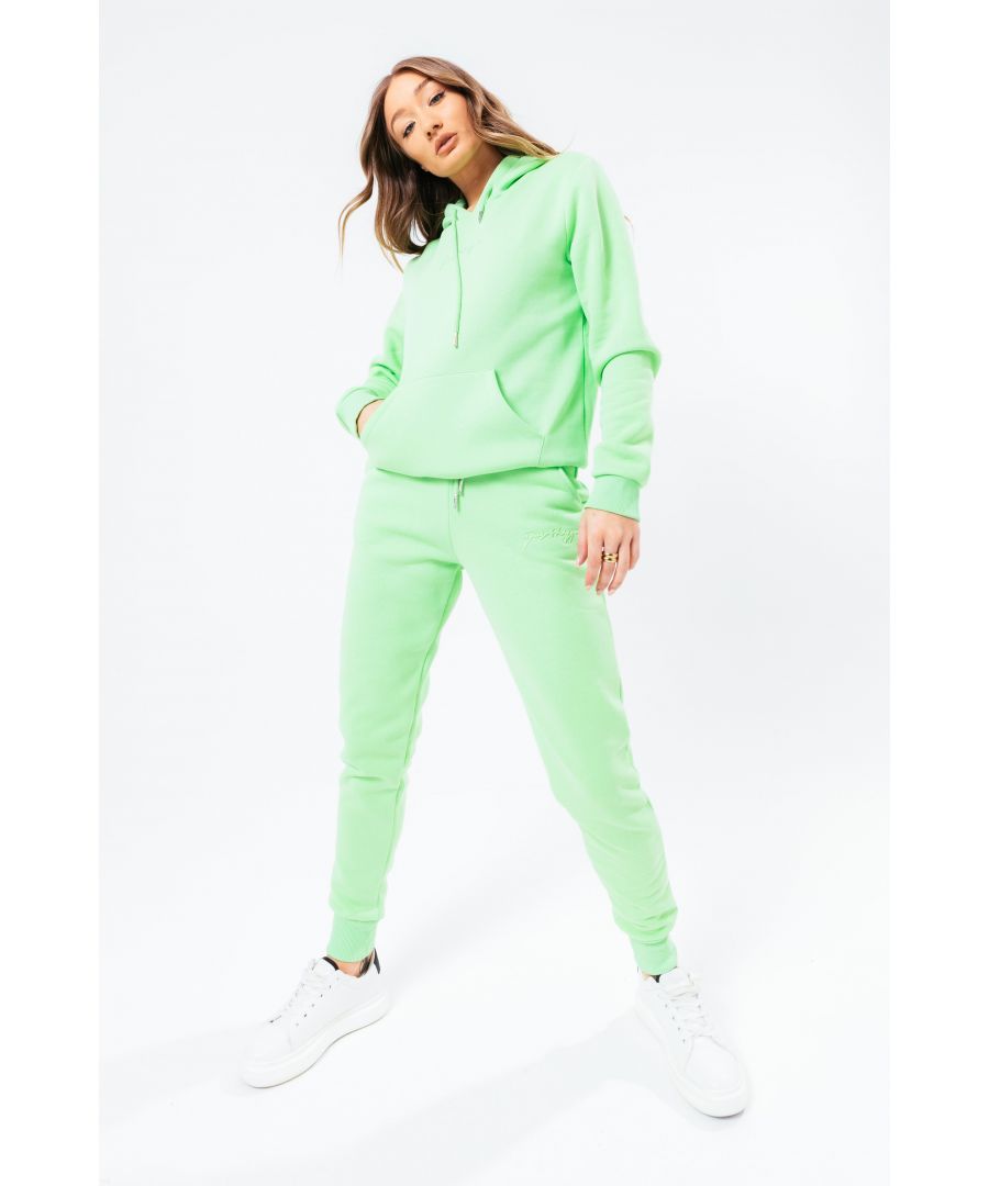 Introducing the freshest loungewear set you've ever seen! The Hype Light Green With Tonal Signature Script Women'S Hoodie & Jogger Set is your new go-to loungewear set when you need that extra comfort boost. Designed in 80% Cotton 20% Polyester for the ultimate soft touch feeling! The Hoodie features a fixed hood, kangaroo pocket, fitted hem and cuffs, finished with drawstring pullers and embossed justhype embroidery across the front in the same colour. The Joggers highlight an elasticated waistband, fitted cuffs and double pockets with tonal drawstring pullers and embossed justhype embroidery on the side of the leg. Wear together or stand alone with a pair of box fresh kicks. Machine washable. 