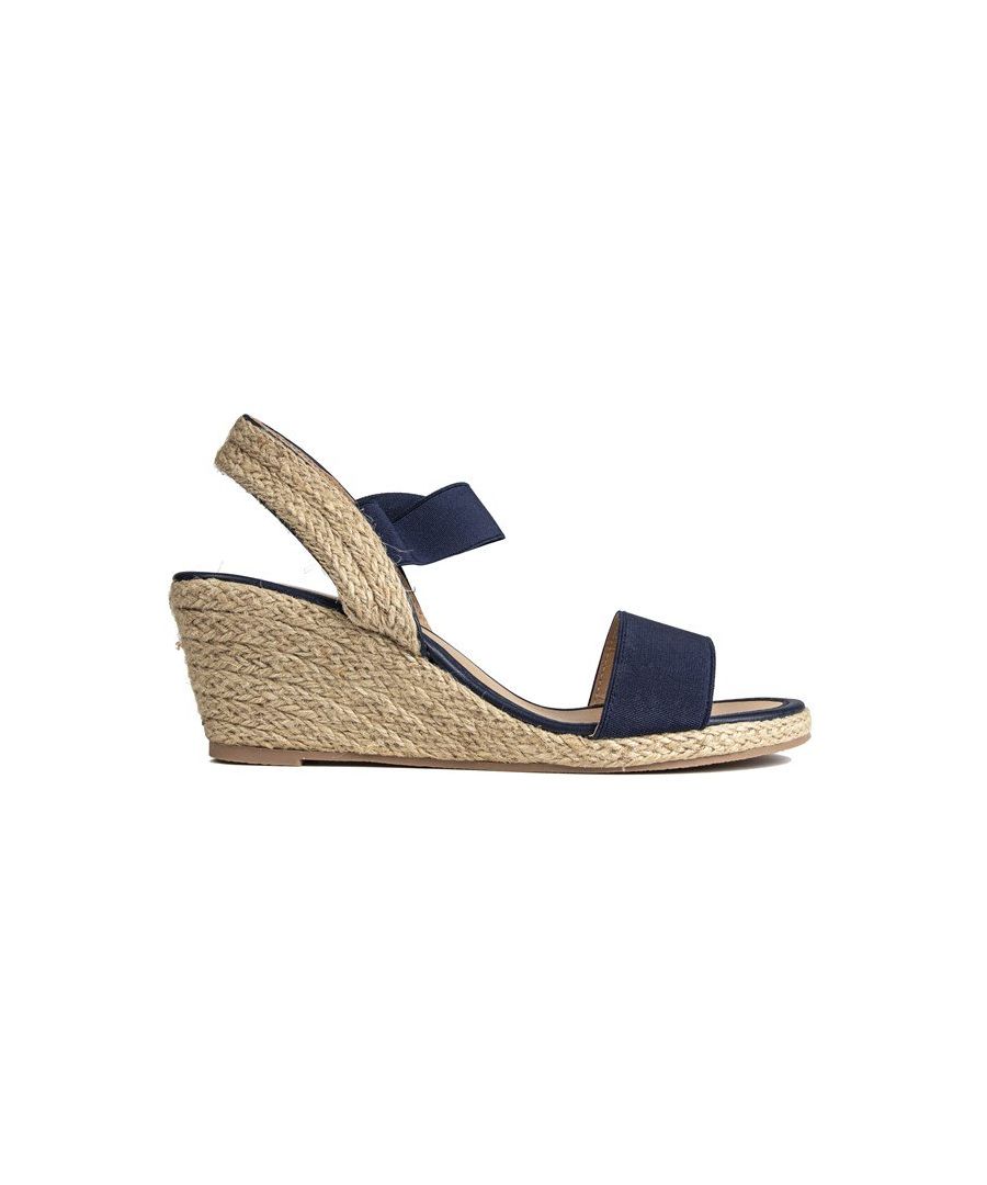 These Solesister Women's Alison Sandals Are A Stylish And Summery Option To Elevate Your Outfit To New Heights. Featuring A Soft Upper With A Slip-on, Elasticated Ankle Strap For A Perfect, Comfy Fit. Featuring A Gorgeous Espadrille Wedge Sole And Dark Blue Toe Strap For A Classic Maritime Look.