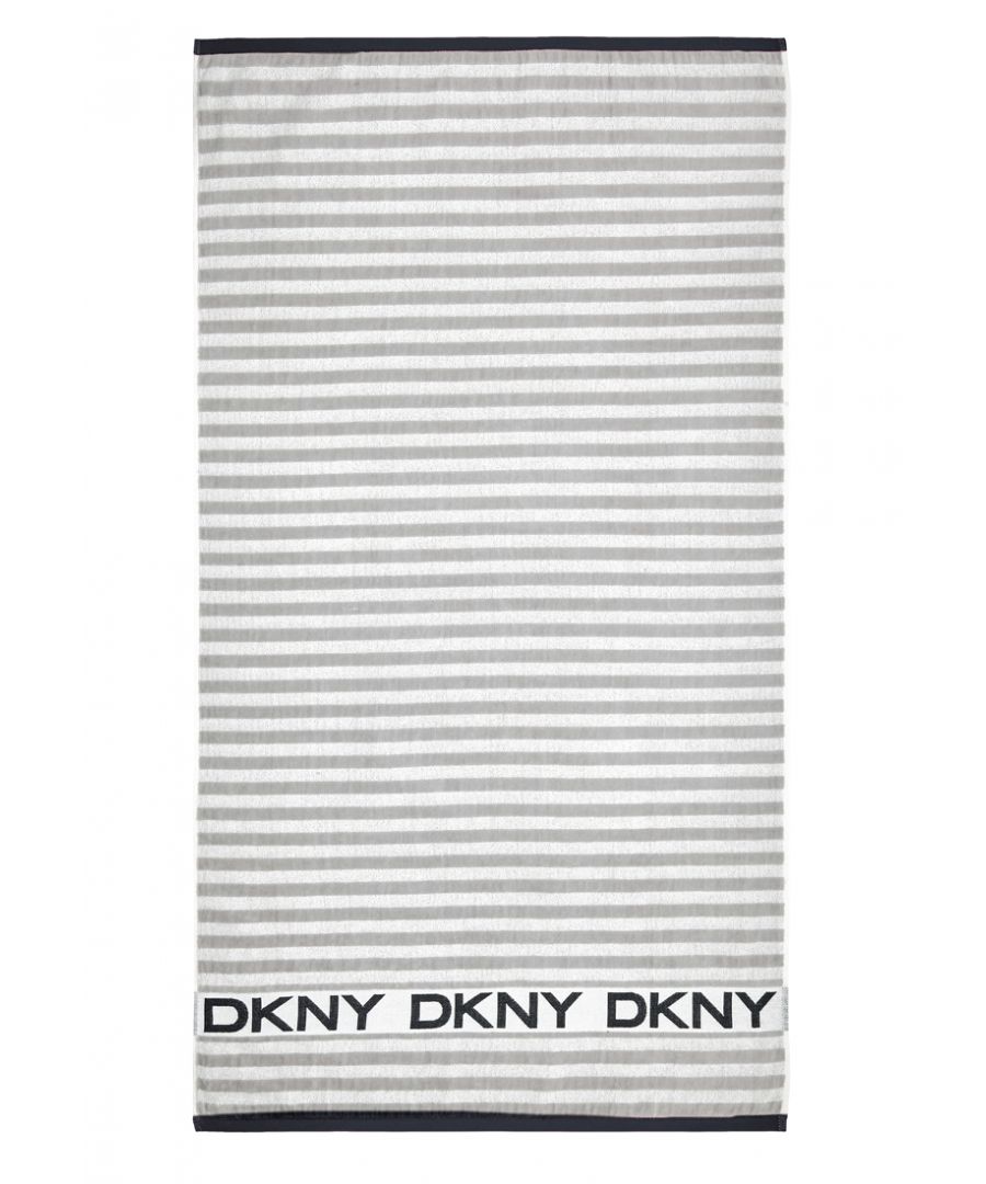 Celebrate that relaxing bath with DKNY’s Ticker Tape towels. Rows of horizontal stripes are captured in a contrasting mix of terry and velour textures with a bold DKNY logo border and edged with coloured woven hems. Avaliable in 3 Sizes. Machine Washable.