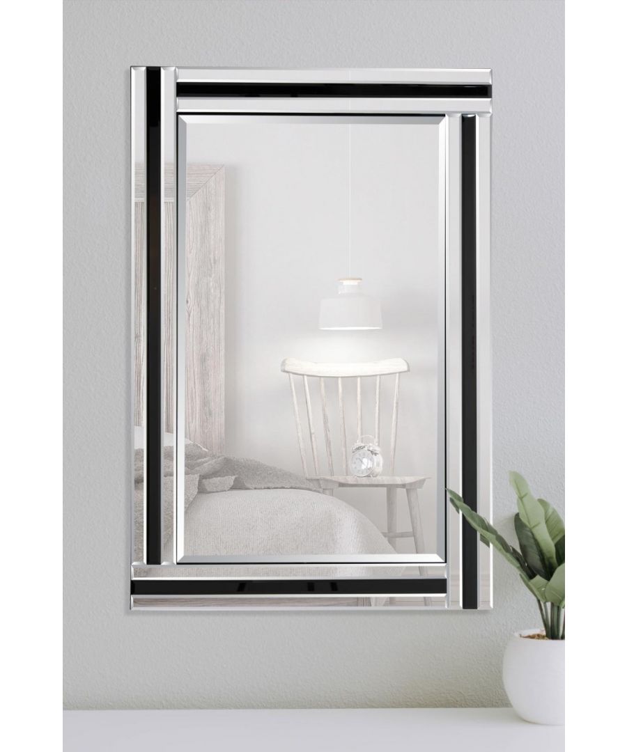 Image for Dalton Black And Silver Bevelled Triple Edge Wall Mirror 68 x 56cm