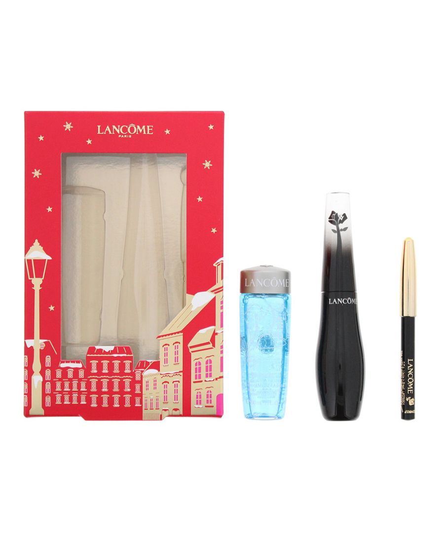 This Lancôme makeup gift set includes Wide Angle Effect Mascara 10ml that provides lash separation shapes and defines to deliver a high intensity lash effect. Eye Make-Up Remover 30ml that gently removes makeup including waterproof mascara. A Mini Khol Eye Pencil 0.7g in black to maximise effects on your eyes.
