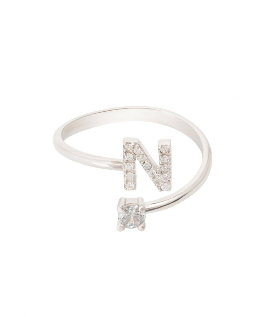 Design:This simple but beautifully styled initial letter ring is perfect for those who covet delicate jewellery with a hint of sparkle offering a sophisticated finishing touch to any outfit.Pretty and petite, this initial ring features an open band, which allows for slight adjustability with sizing. The opening is designed to be on top of your finger, where your zircon adorned monogram is on one side and a single larger cubic zirconia resides on the other.What can be more personal than a name? Give this initial ring as the perfect personalised birthday gift.This ring is made as an average size 6 (M) with a small amount of flexibility, that can easily be squeezed or opened very gently, to allow for a better fit.This ring looks great stacked with other rings.  Materials:Handcrafted using 925 sterling silver. White cubic zirconia.Style Notes:Personalised birthday gift ideas. Bridesmaid gifts. Simple everyday styling.Dimensions:One size only (average size 6 (M) with slight flexibility)Packaging:This item is presented in a Latelita London signature jewellery box.Care Instructions:To maintain your jewellery, wipe gently with a damp cloth that is soft and clean. Do not soak in water. Avoid contact with soaps, detergents, perfume or hair spray.