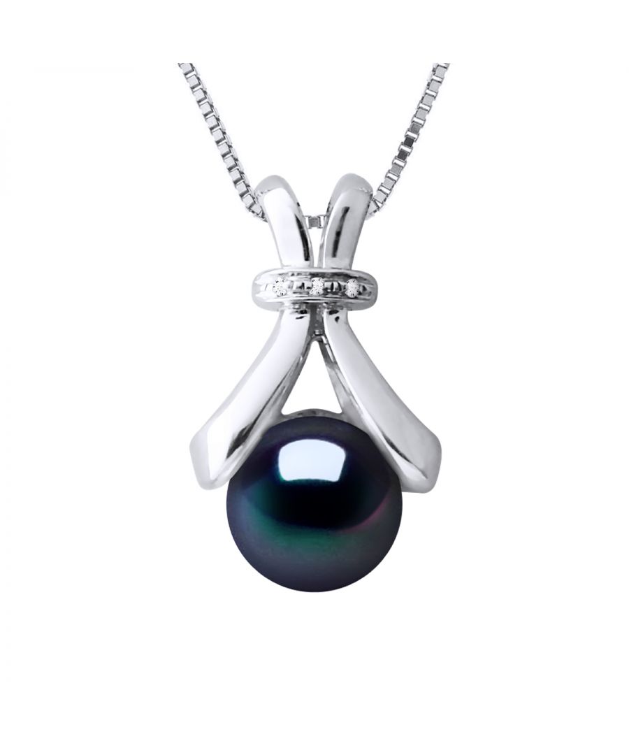 Image for DIADEMA - Pendant - White Gold and Real Freshwater Pearls - Black - Silver