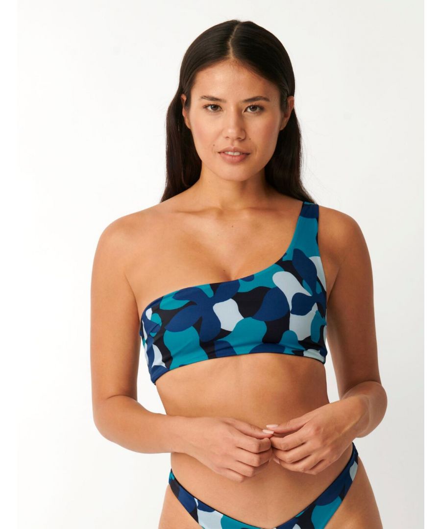 Sloggi Womens Shore Flower Horn Swim Bikini Top - Blue Elastane - Size X-Large