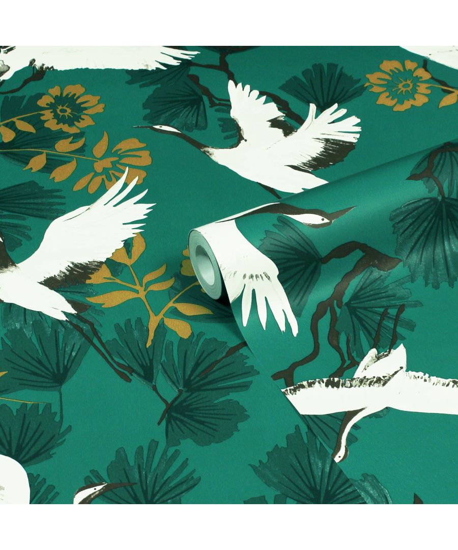 Glide through the air with the majestic birds soaring through tropical foliage with the Demoiselle wallpaper. These Exotic birds fly over an array of quirky leaves in a stunning range of hues and intricate detailing, will make a statement in whichever room you put it in. This wallpaper is a paste the wall application; simply paste the wall, hang your paper, and leave to dry. Each roll is 10m long and 52cm wide. Pattern repeat: 53cm Straight match. Our Demoise wallpaper can be used to paper the whole room or to create an eye-catching feature wall. This wallpaper is also wipeable so that any light marks can be dabbed away.