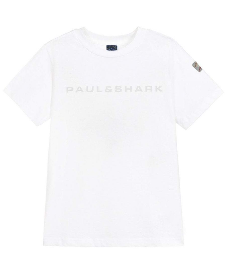 Image for Paul & Shark Boy's Reflective Logo Print T-Shirt White