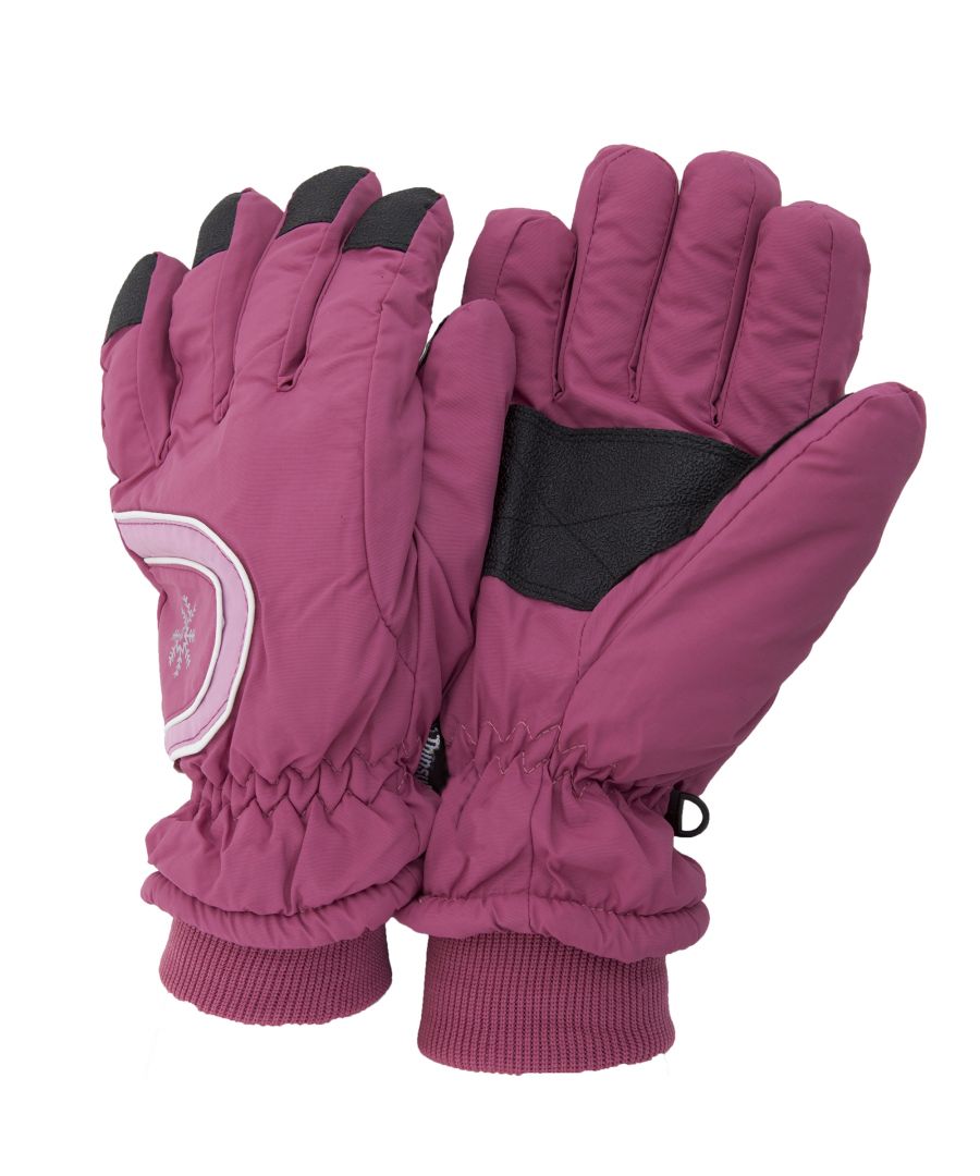 Superb quality heavy duty skiing gloves. Water resistant ski-ing gloves with Thermal Warmth Thinsulate Insulation. Microfibres have more surface area to trap more warm air and insulate better than large fibres of other insulations. Adjustable strap. Fibre contents for outer 100% nylon, inner 100% polyester.